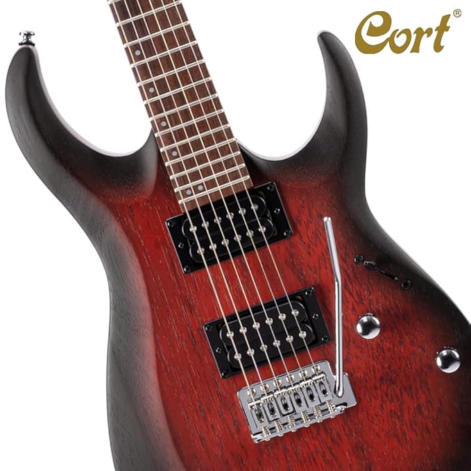 Cort X100 6-String Electric Guitar   -   Open Pore Black & Cherry Burst / Single