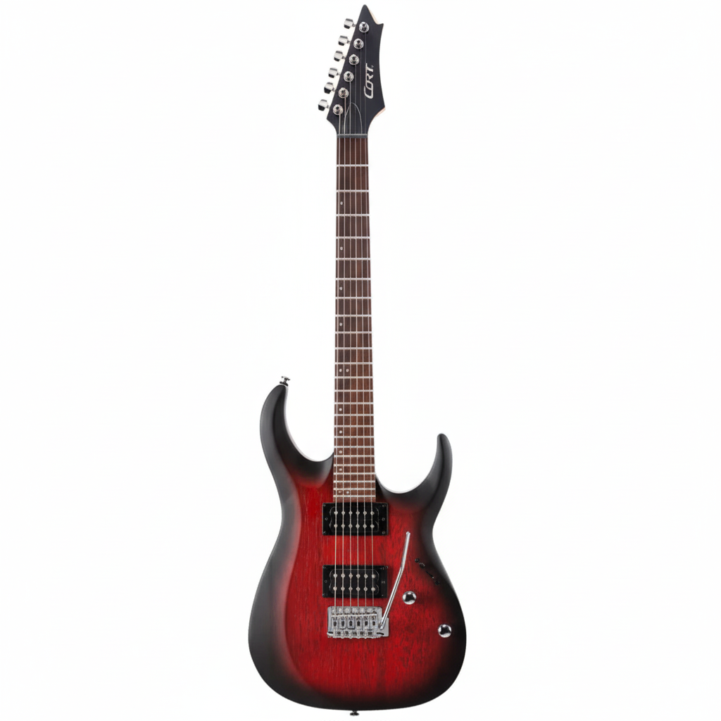 Cort X100 6-String Electric Guitar   -   Open Pore Black & Cherry Burst / Single